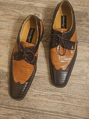 Antonio Mazzetti Two-Tone Brown & Tan Leather Wingtip Derby Shoes